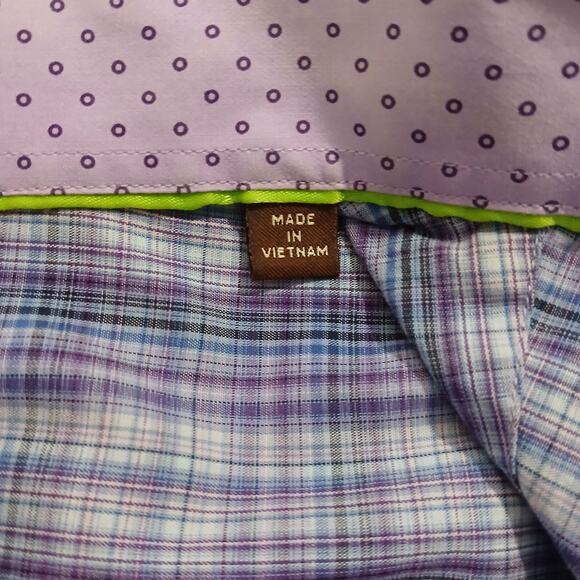 TailorByrd Men's 3XLT Contrast Flipped Cuff Long-Sleeved Button-Up Lavender/Blue - Picture 8 of 14